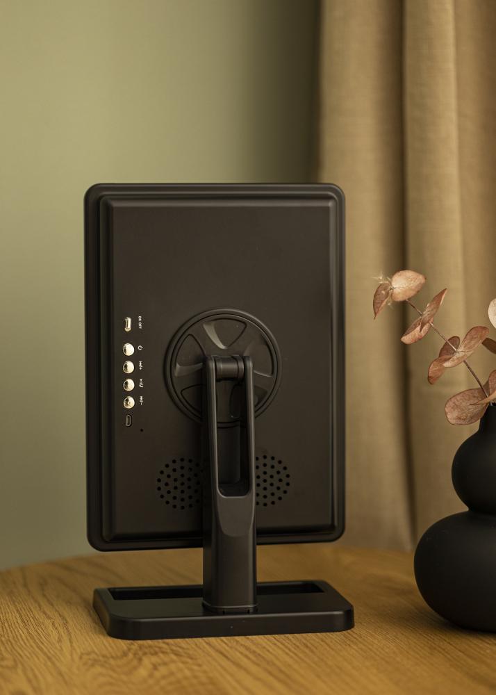 KAILA Espejo tocador LED con altavoces Bluetooth Negro 18x30 cm