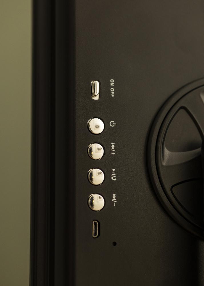 KAILA Espejo tocador LED con altavoces Bluetooth Negro 18x30 cm