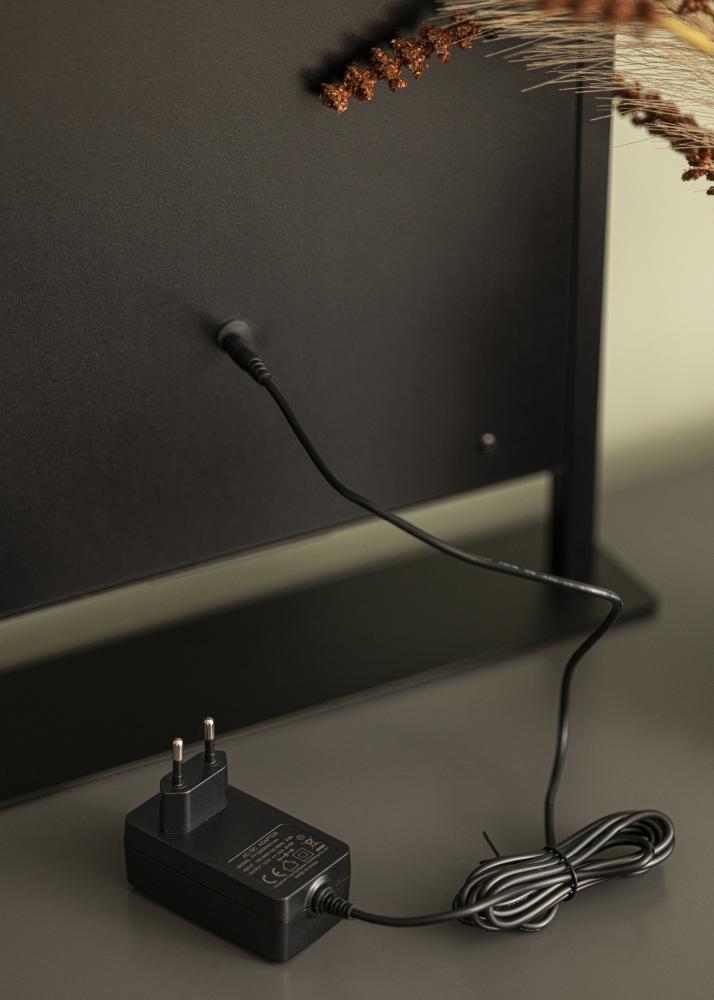 KAILA Espejo tocador Hollywood 12 Negro con cargador inalámbrico 30x41 cm