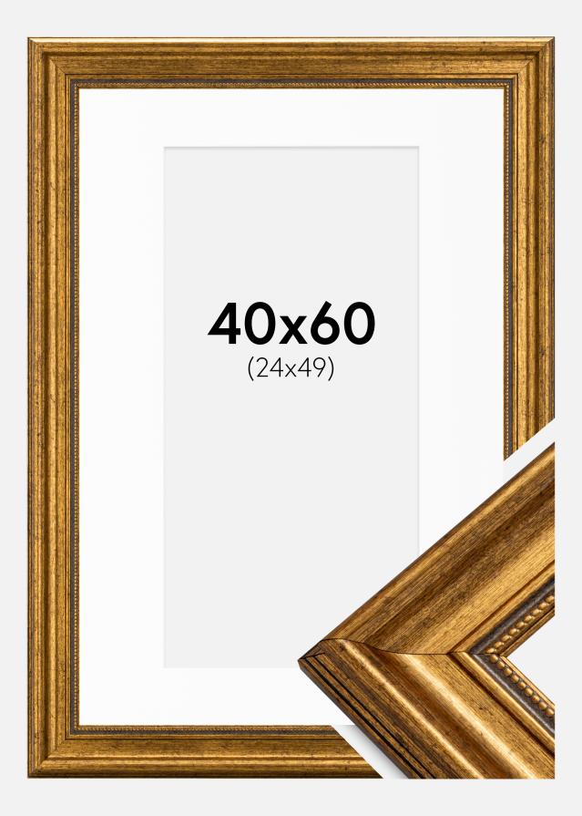 Marco Rokoko Dorado 40x60 cm - Paspartú Blanco 25x50 cm