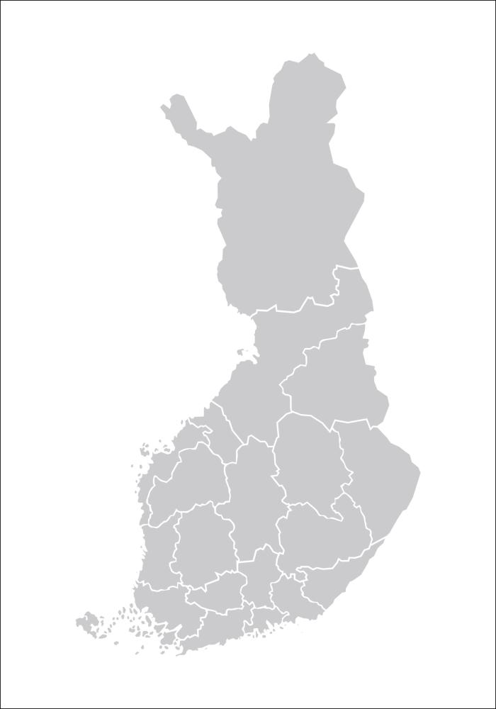 Mapa - Finland - Gris Póster
