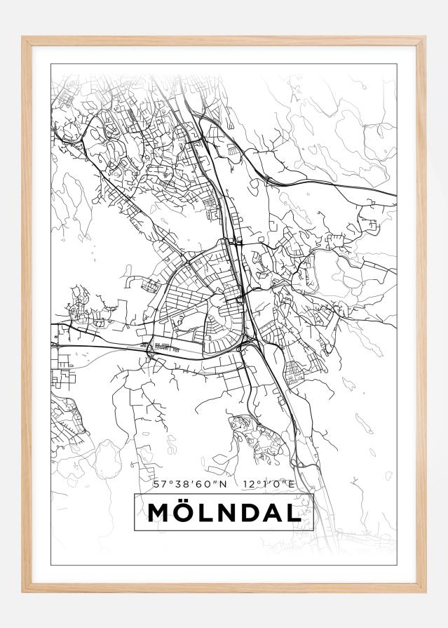 Mapa - Mölndal - Cartel Blanco