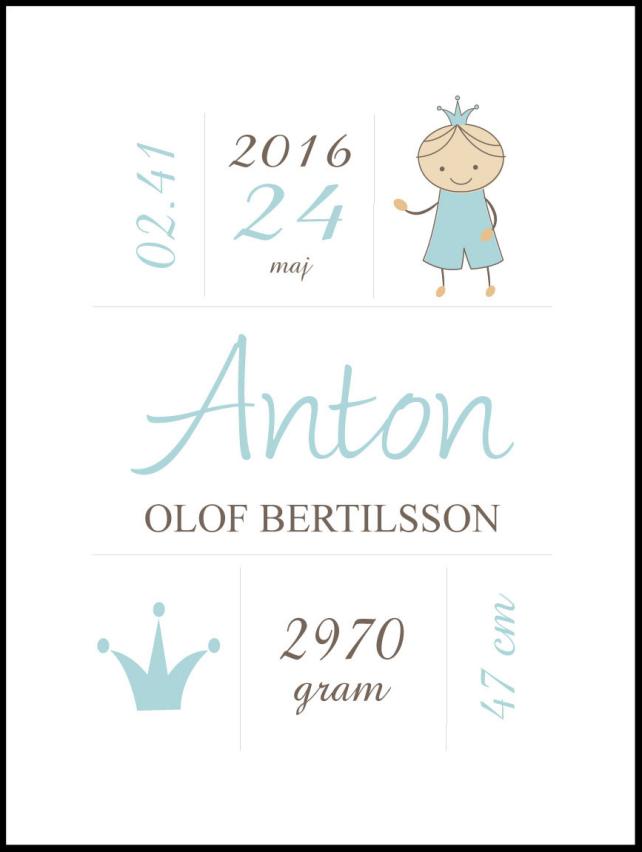 Prince Birth Póster Turquoise