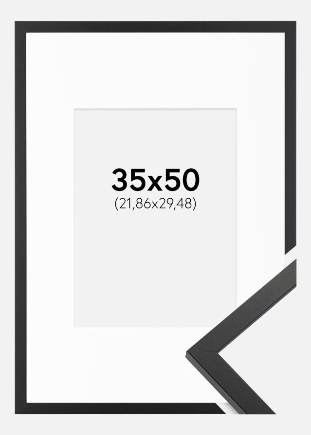 Marco Trendy Negro 35x50 cm - Paspartú Blanco 9x12 inches