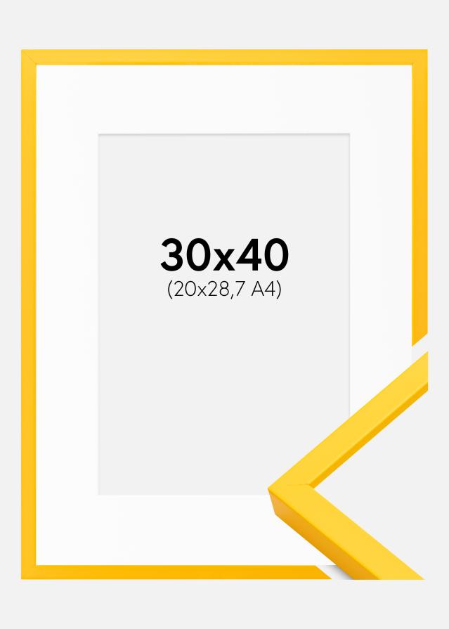 Marco E-Line Amarillo 30x40 cm - Paspartú Blanco 21x29,7 cm (A4)