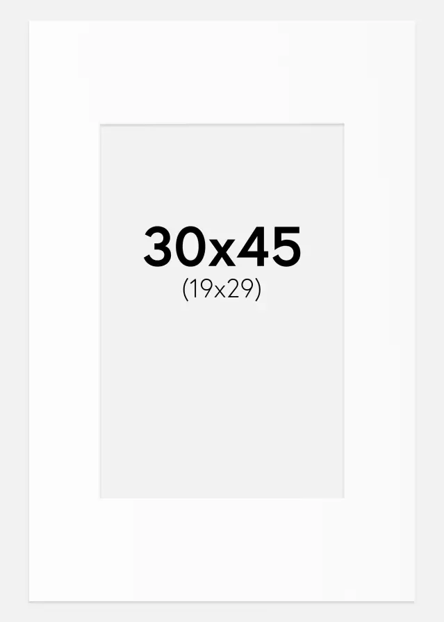 Paspartú Blanco Estándar (Borde interior blanco) 30x45 cm (19x29)