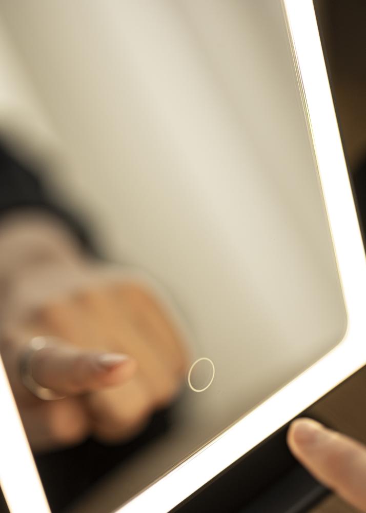 KAILA Espejo tocador LED uds.rip con altavoces Bluetooth Negro 18x30 cm