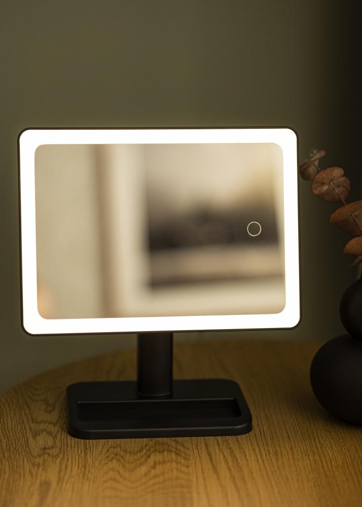 KAILA Espejo tocador LED uds.rip con altavoces Bluetooth Negro 18x30 cm