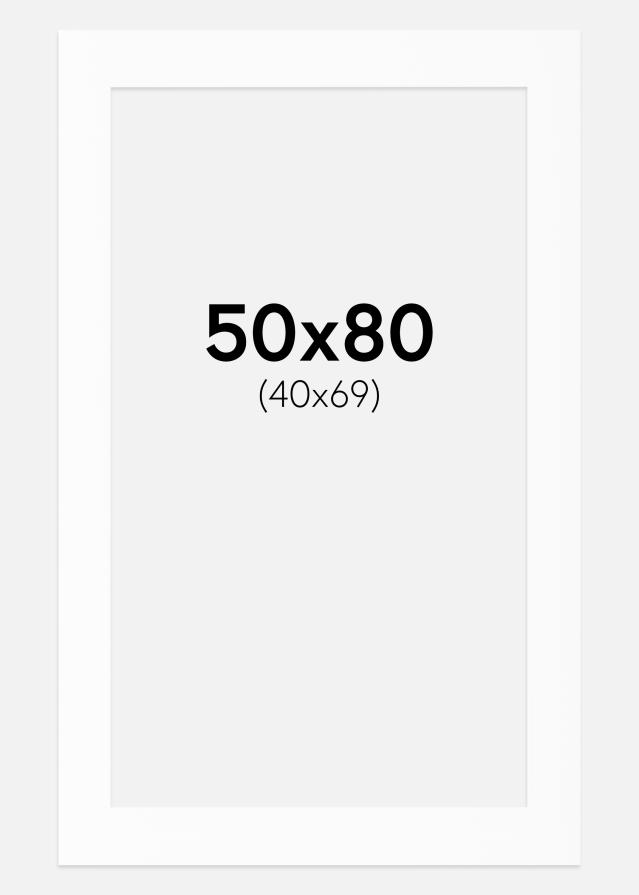 Paspartú Blanco Estándar (Borde interior blanco) 50x80 cm (40x69)