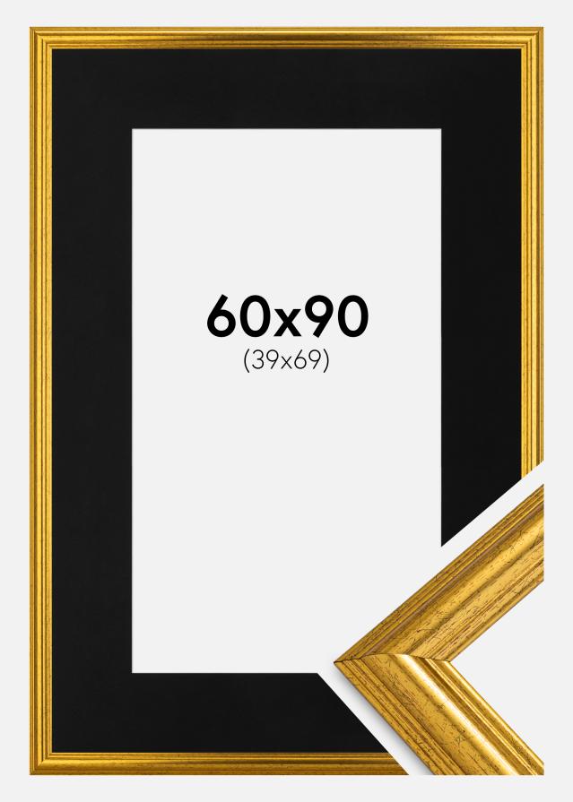 Marco Västkusten Dorado 60x90 cm - Paspartú Negro 40x70 cm