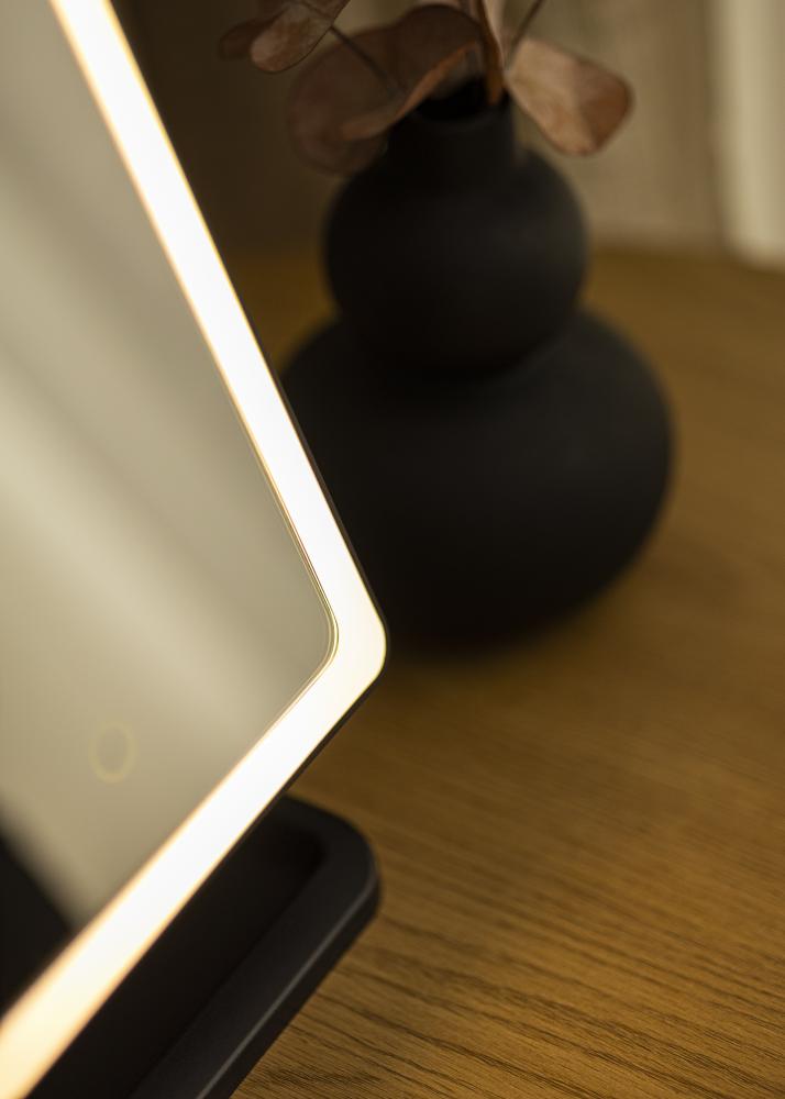 KAILA Espejo tocador LED uds.rip con altavoces Bluetooth Negro 18x30 cm