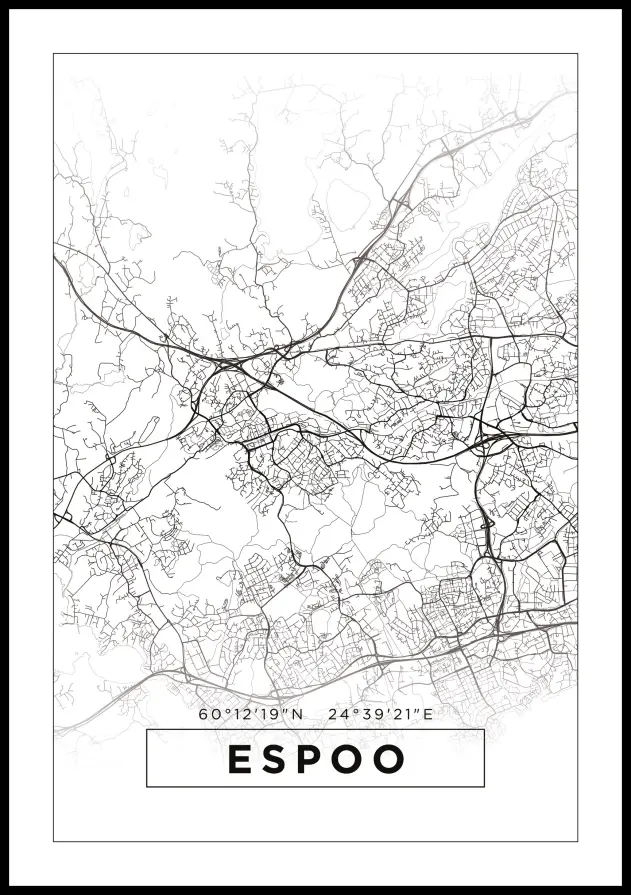 Mapa - Espoo - Cartel Blanco