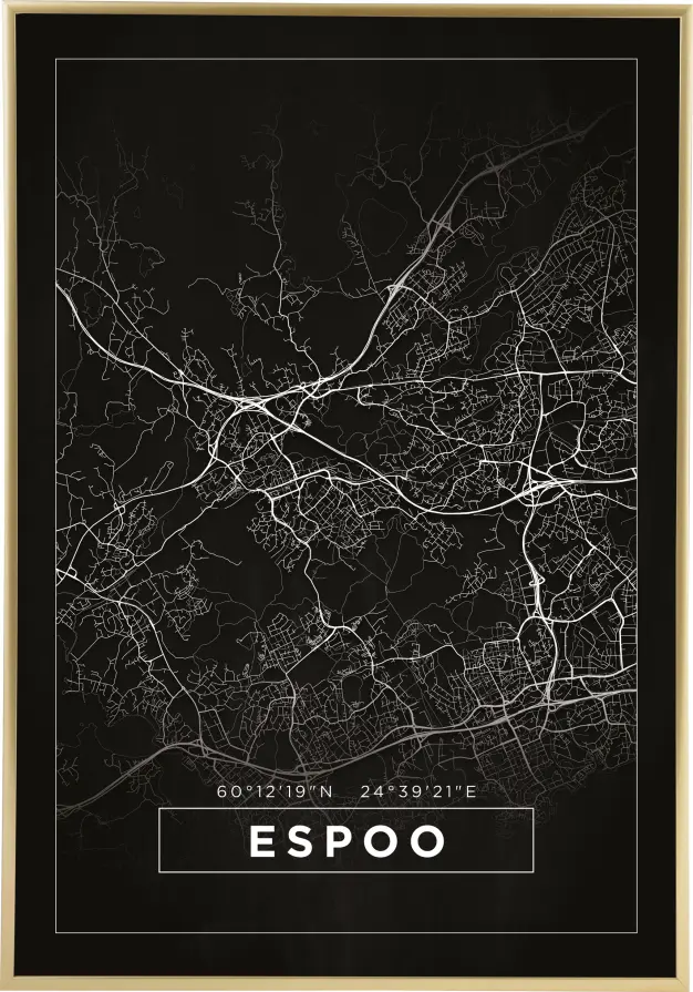 Mapa - Espoo - Cartel Negro