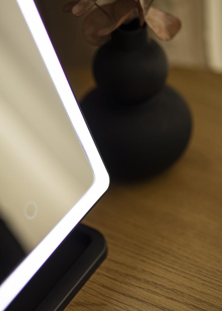 KAILA Espejo tocador LED uds.rip con altavoces Bluetooth Negro 18x30 cm