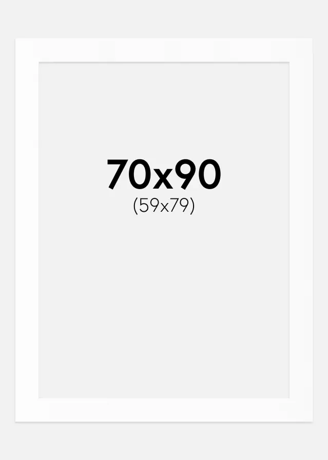 Paspartú Blanco Estándar (Borde interior blanco) 70x90 cm (59x79)