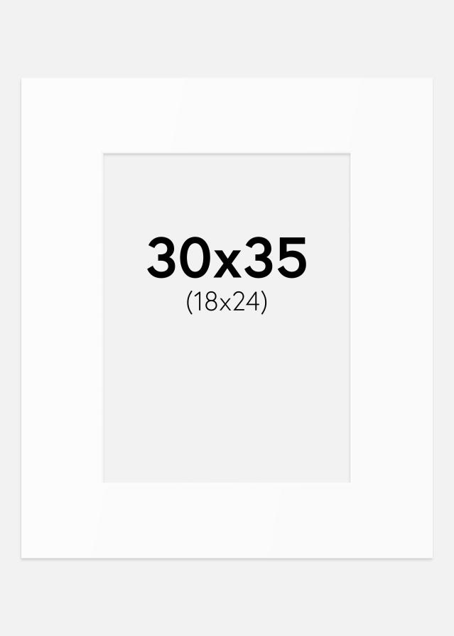 Paspartú Blanco Estándar (Borde interior blanco) 30x35 cm (18x24)