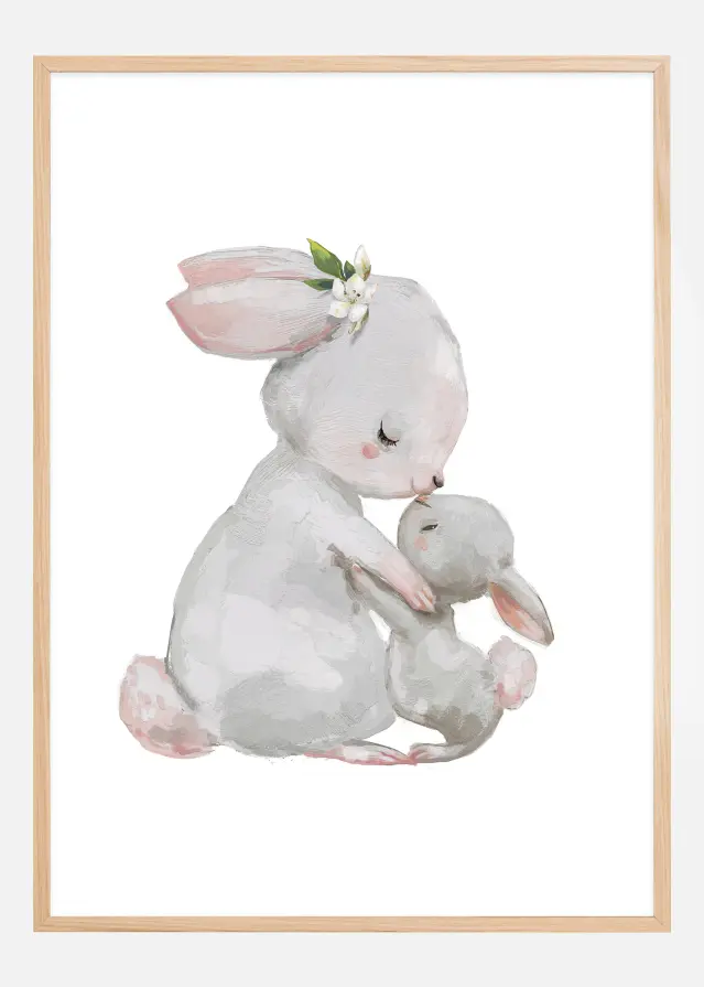 Rabbit Family Watercolor Póster