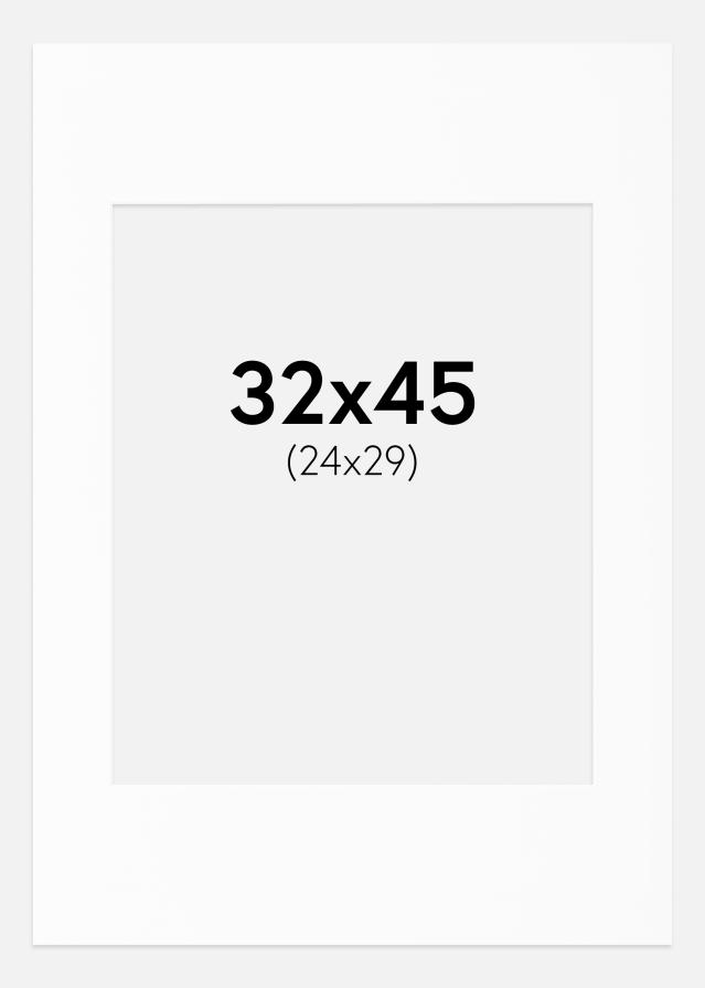 Paspartú Blanco Estándar (Borde interior blanco) 32x45 cm (24x29)