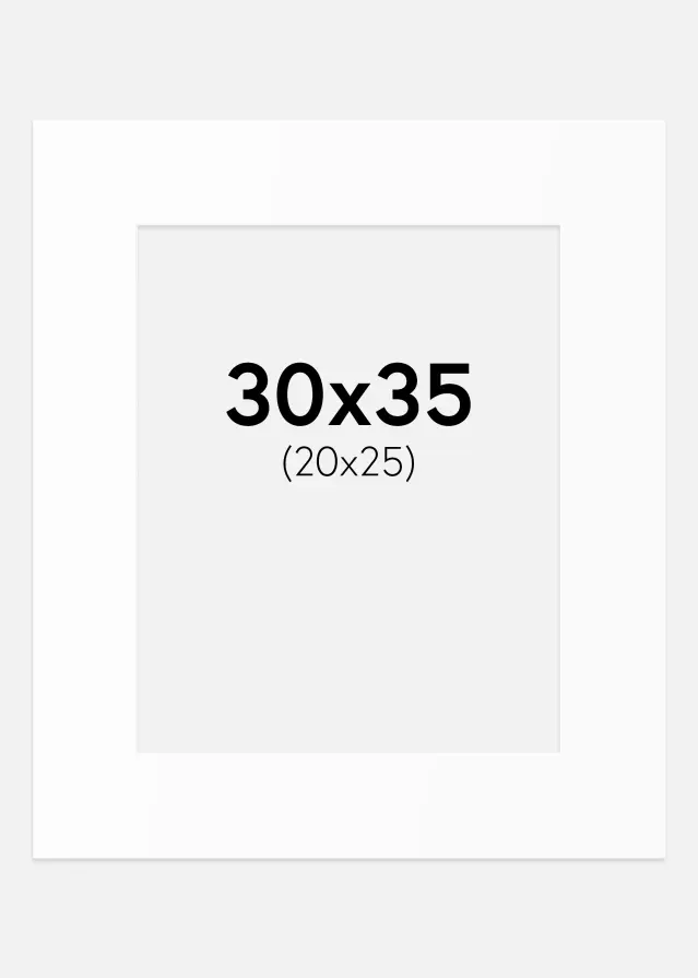 Paspartú Blanco Estándar (Borde interior blanco) 30x35 cm (20x25)