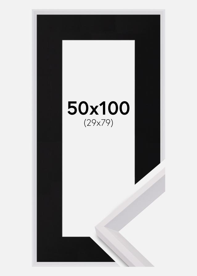 Marco Globe Blanco 50x100 cm - Paspartú Negro 30x80 cm