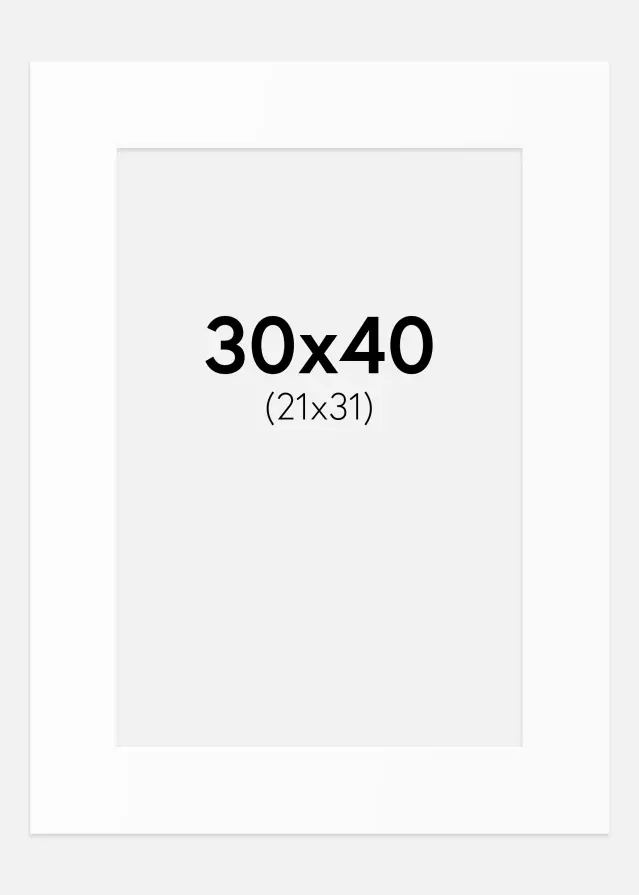 Paspartú Blanco Estándar (Borde interior blanco) 30x40 cm (21x31)