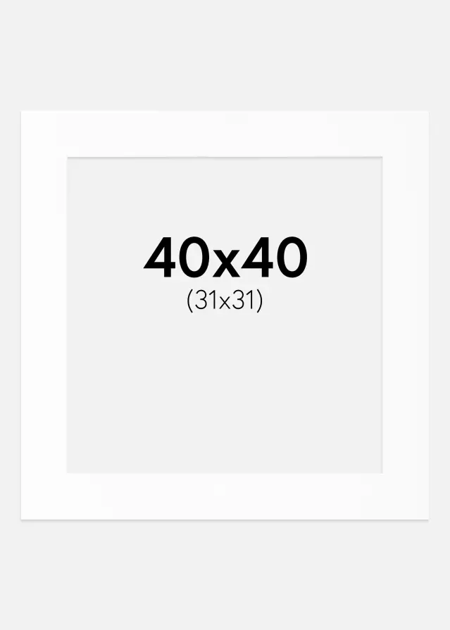Paspartú Blanco Estándar (Borde interior blanco) 40x40 cm (31x31)