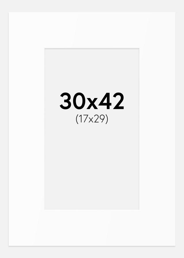 Paspartú Blanco Estándar (Borde interior blanco) 30x42 cm (17x29)