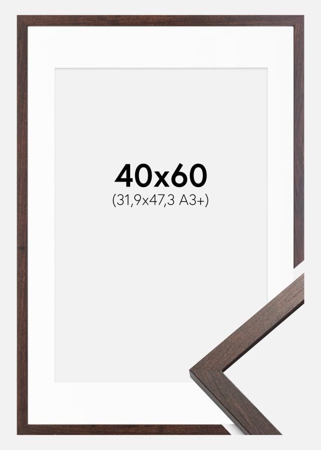 Marco Trendy Castaño 40x60 cm - Paspartú Blanco 32,9x48,3 cm (A3+)