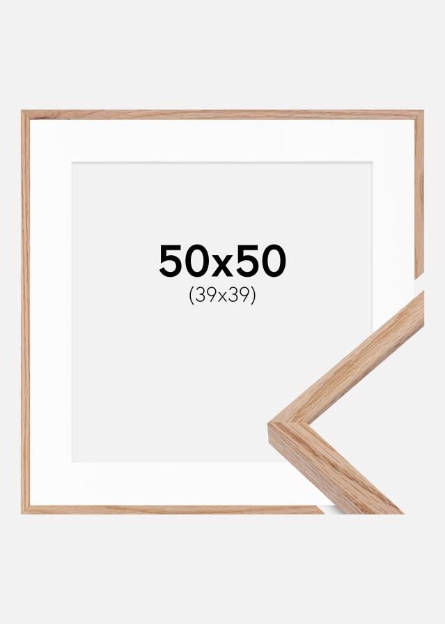 Marco E-Line Roble 50x50 cm - Paspartú Blanco 40x40 cm