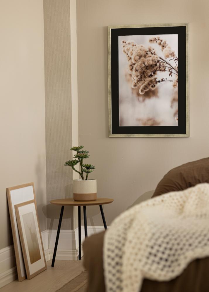 Marco Stilren Plateado 18x24 cm - Paspartú Negro 13x18 cm