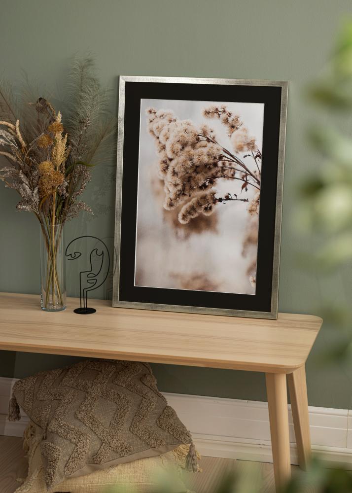 Marco Stilren Plateado 18x24 cm - Paspartú Negro 13x18 cm