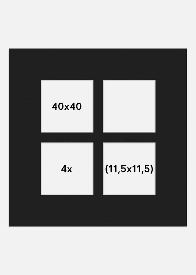 Paspartú Negro Collage (Borde interior blanco) 4 Fotos 40x40 cm