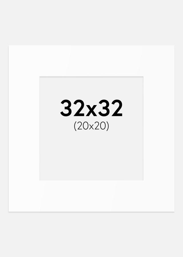 Paspartú Blanco Estándar (Borde interior blanco) 32x32 cm (20x20)
