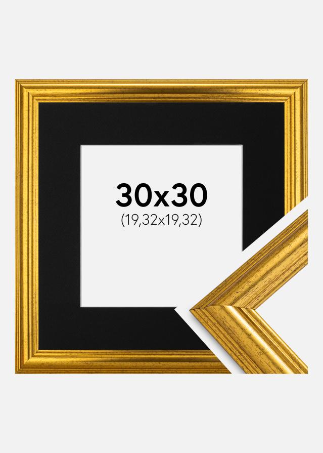 Marco Västkusten Dorado 30x30 cm - Paspartú Negro 8x8 inches