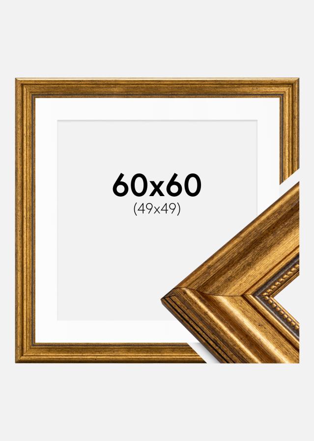 Marco Rokoko Dorado 60x60 cm - Paspartú Blanco 50x50 cm