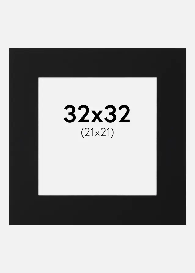 Paspartú Negro Estándar (Borde interior blanco) 32x32 cm (21x21)