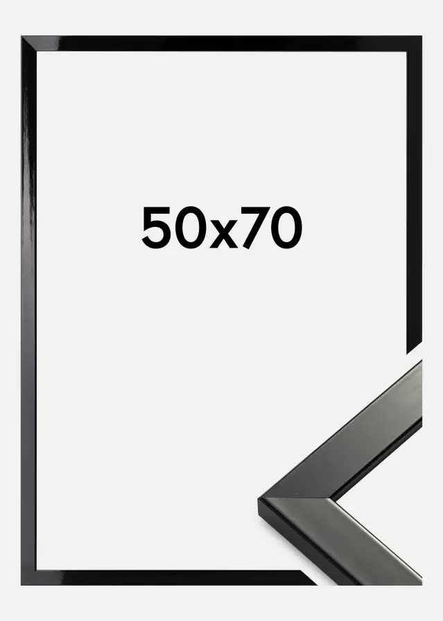 Marco Uppsala Vidrio acrílico Negro Acabado brillante 50x70 cm