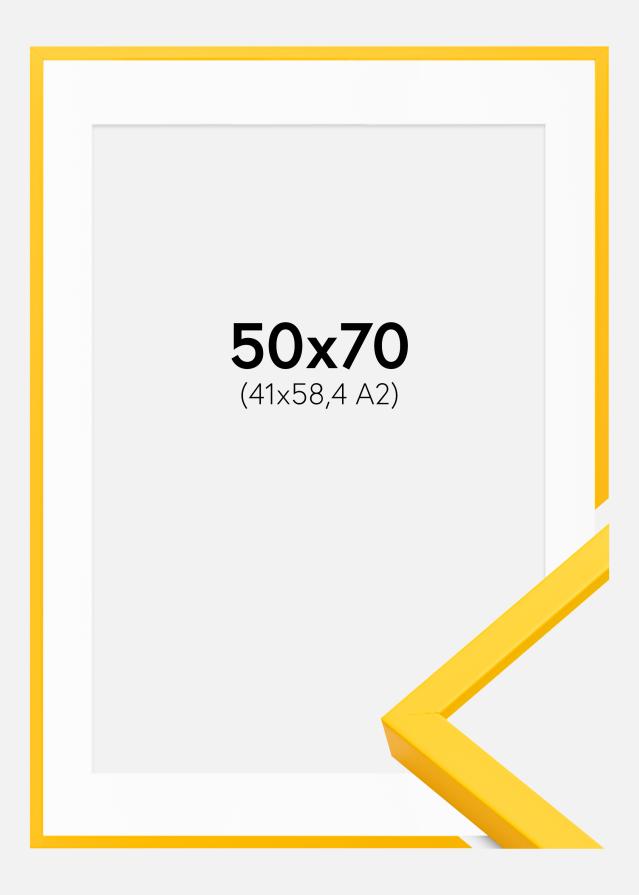 Marco E-Line Amarillo 50x70 cm - Paspartú Blanco 42x59,4 cm (A2)