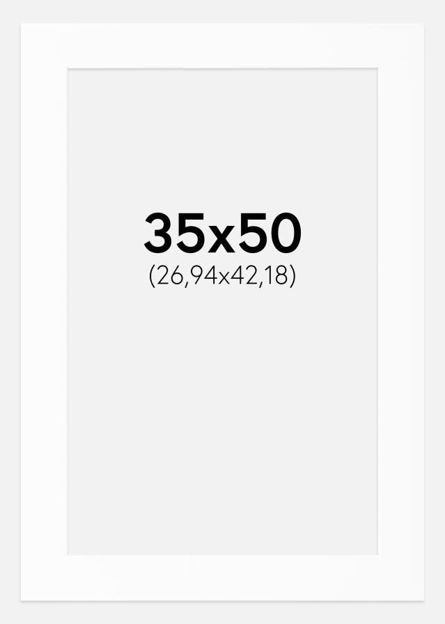 Paspartú Blanco Estándar (Borde interior blanco) 35x50 cm (26,94x42,18)