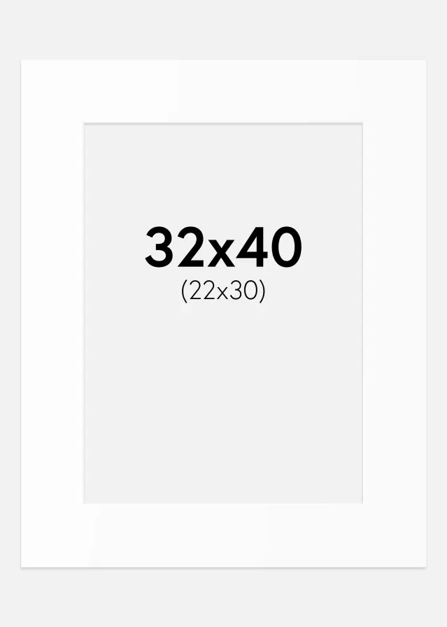 Paspartú Blanco Estándar (Borde interior blanco) 32x40 cm (22x30)