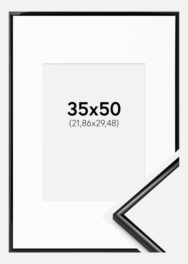 Marco Scandi Negro 35x50 cm - Paspartú Blanco 9x12 inches