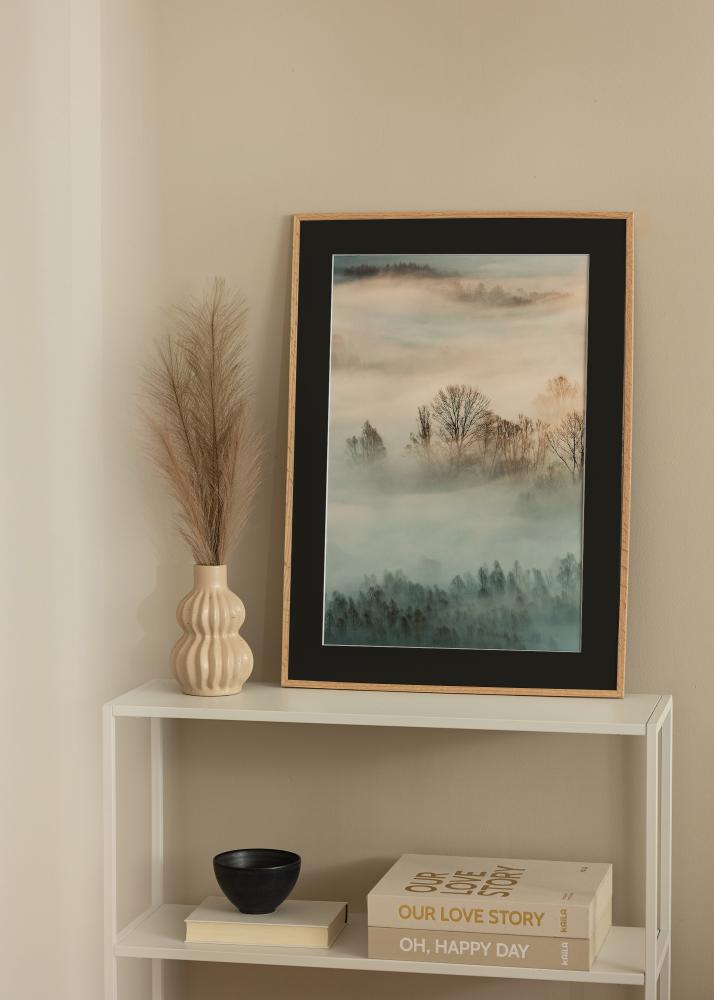 Marco Roble fino 20x30 cm - Paspartú Negro 15x21 cm (A5)