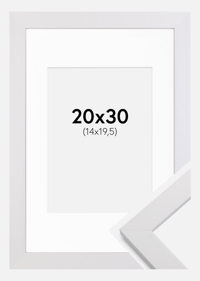 Marco White Wood 20x30 cm - Paspartú Blanco 15x21 cm (A5)