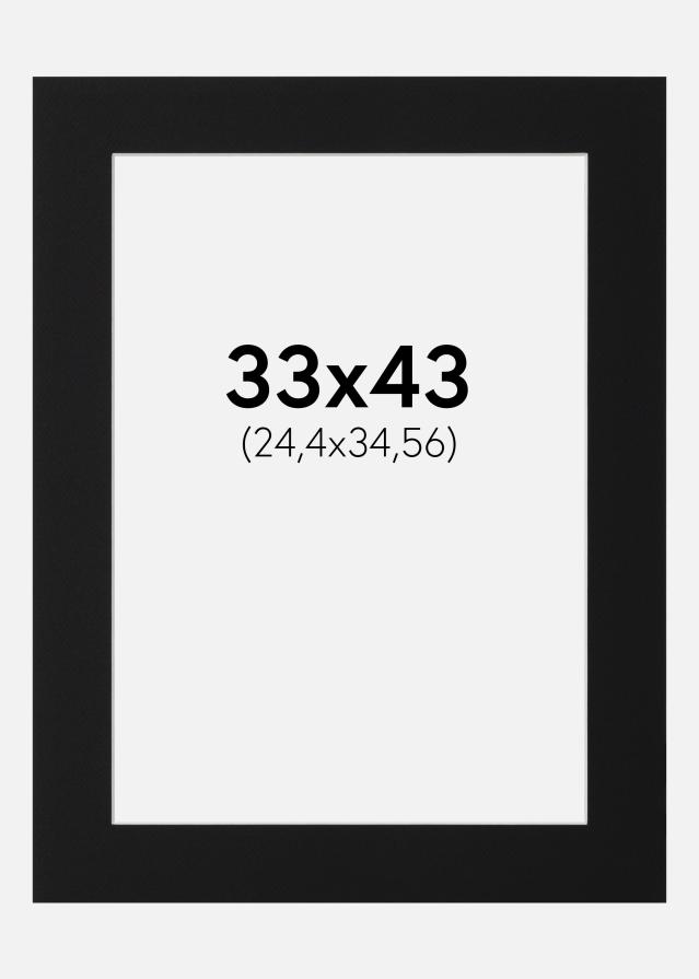 Paspartú Negro Estándar (Borde interior blanco) 33x43 cm (24,4x34,56)