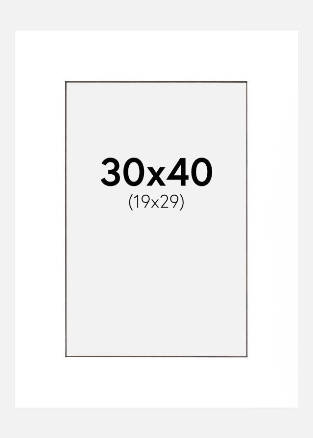 Paspartú Blanco (Borde interior negro) 30x40 cm (19x29 cm)