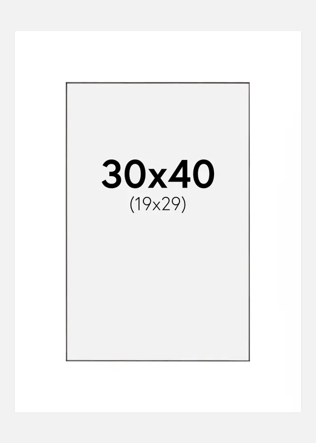 Paspartú Blanco (Borde interior negro) 30x40 cm (19x29 cm)