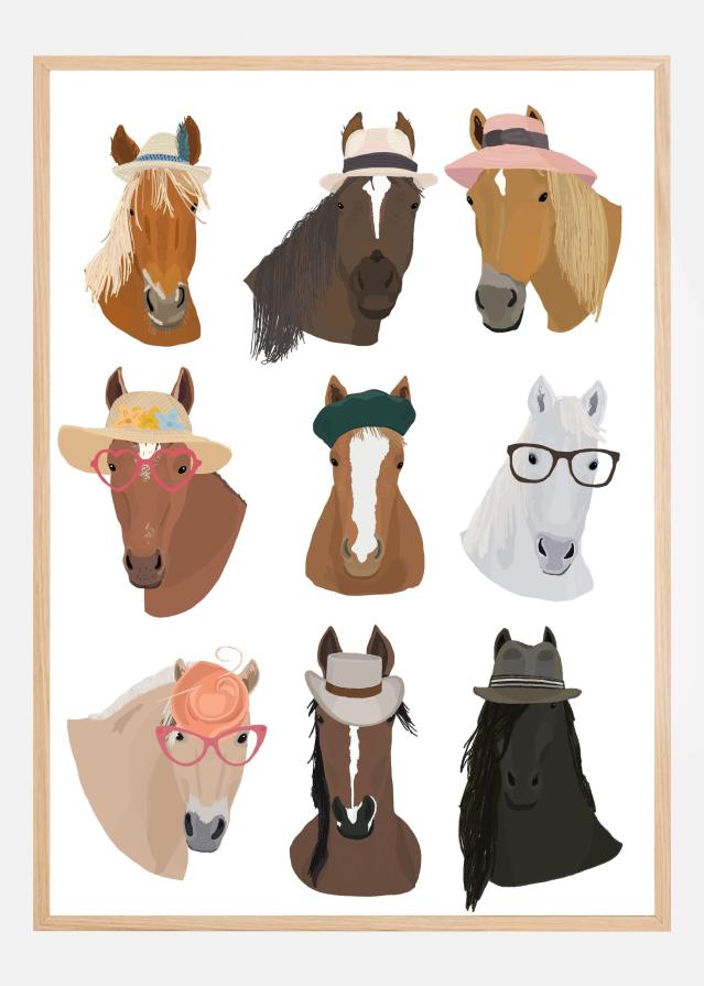 Horses In Hats Póster