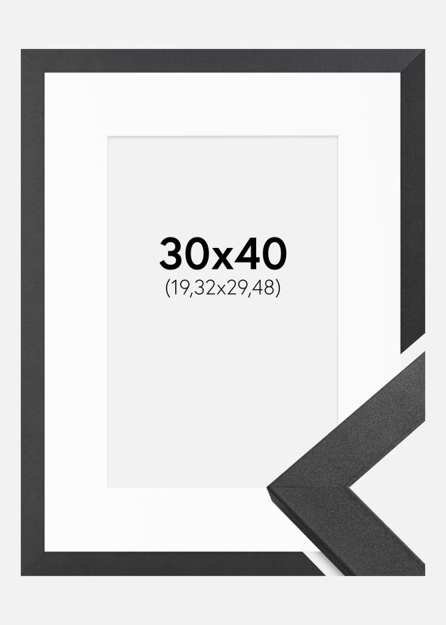 Marco Graphite Wood 30x40 cm - Paspartú Blanco 8x12 inches