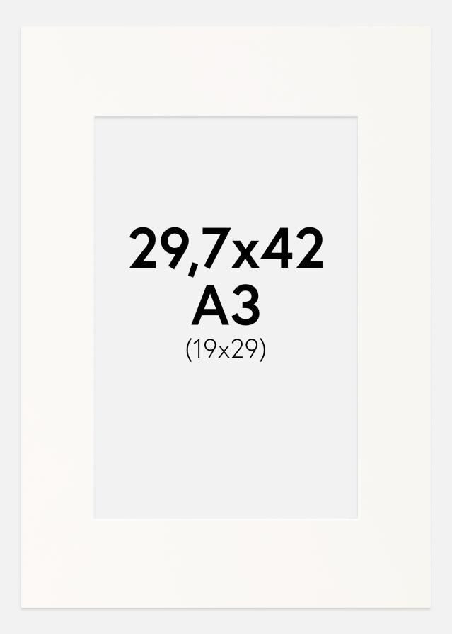 Paspartú Antique White (Borde interior blanco) 29,7x42 cm (19x29)