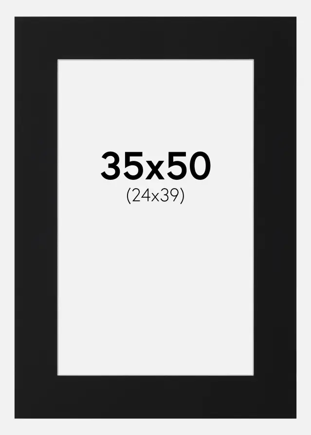 Paspartú Negro Estándar (Borde interior blanco) 35x50 cm (24x39)